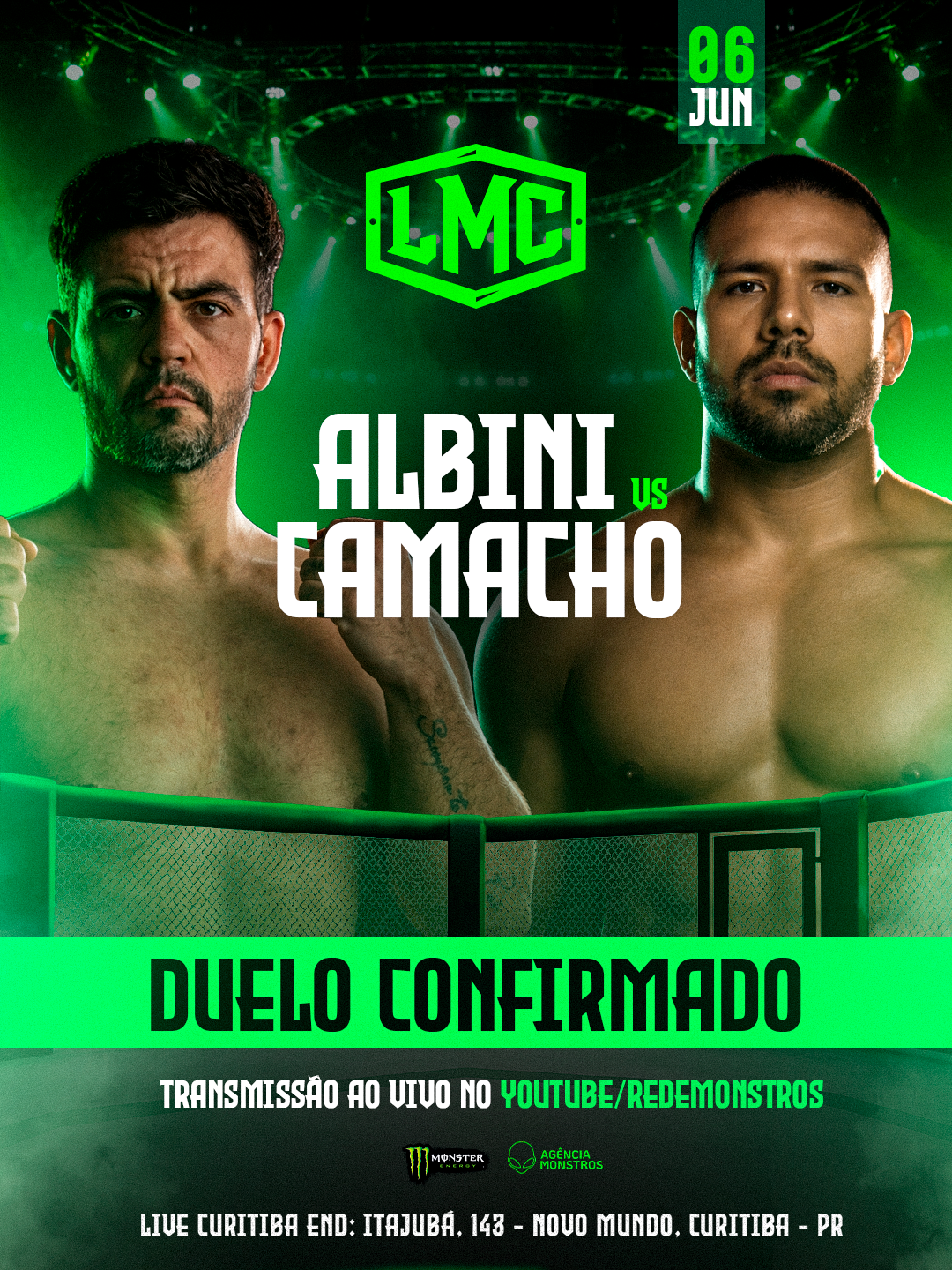 Luta Confirmada, Liga Monstro Combate, Curitiba 06 Jun 2026