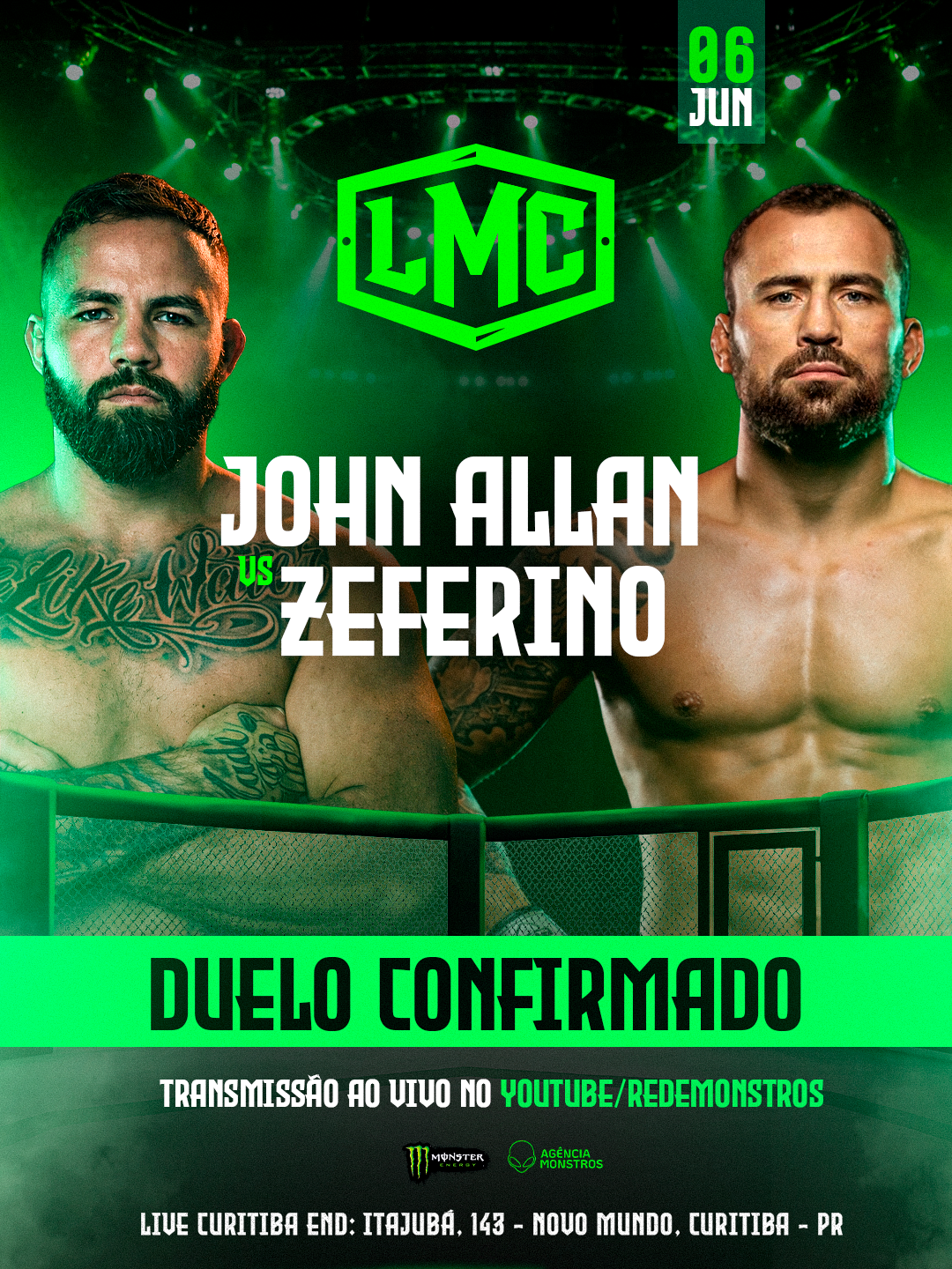 John Allan vs João Zeferino — Co-Main Event MMA, Liga Monstro Combate, Curitiba 06 Jun 2026