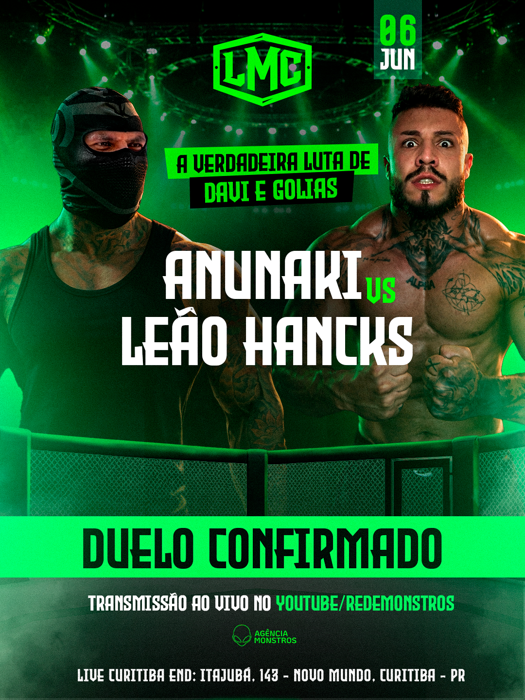 Junior Albini vs Lucas Camacho — Card Principal MMA, Liga Monstro Combate, Curitiba 06 Jun 2026