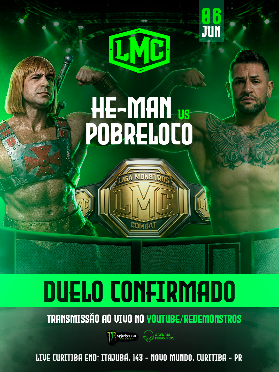 John Lineker vs Rogério Furtado — Card Principal Boxe, Liga Monstro Combate, Curitiba 06 Jun 2026