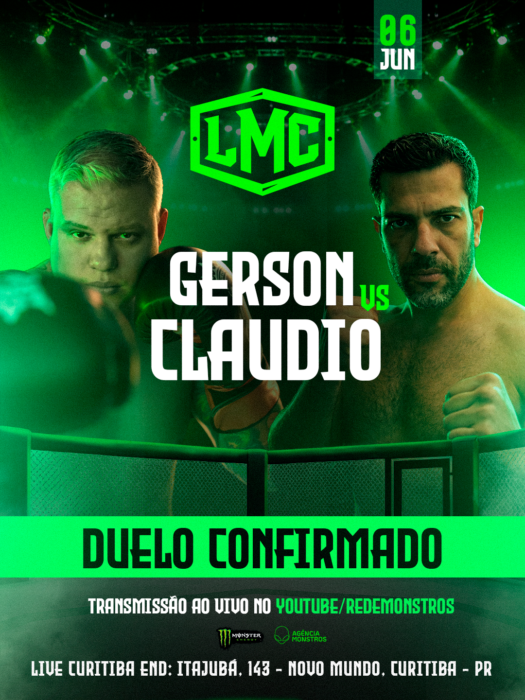 He-man Maromba vs Pobre Loco — Card Influenciadores Boxe, Liga Monstro Combate, Curitiba 06 Jun 2026