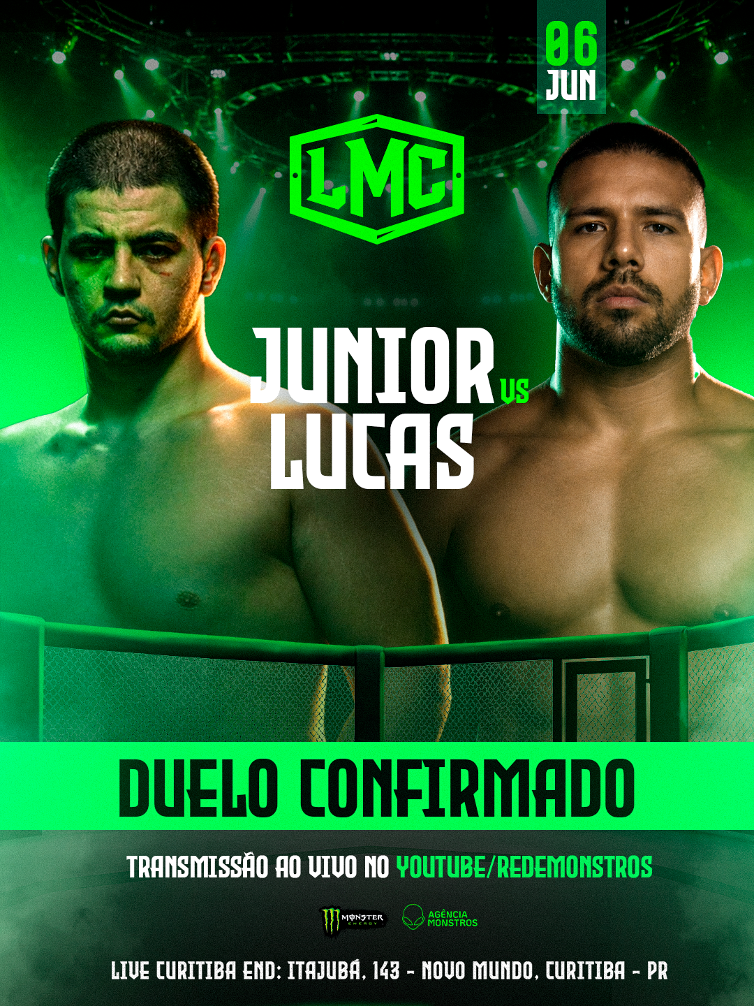 Hollywood vs Salim Chiboub — Card Influenciadores Boxe, Liga Monstro Combate, Curitiba 06 Jun 2026