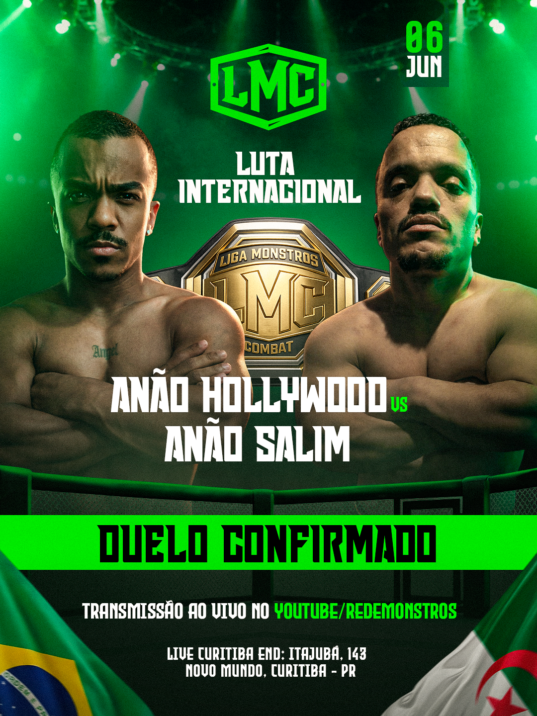 Soldado Gerson vs Claudio Andrade — Card Influenciadores Boxe, Liga Monstro Combate, Curitiba 06 Jun 2026